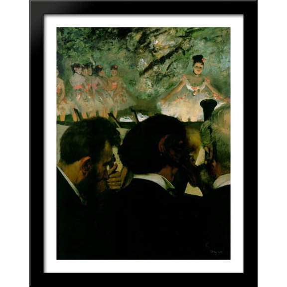 Orchestra Musicians 28x36 Large Black Wood Framed Print Art by Edgar Degas