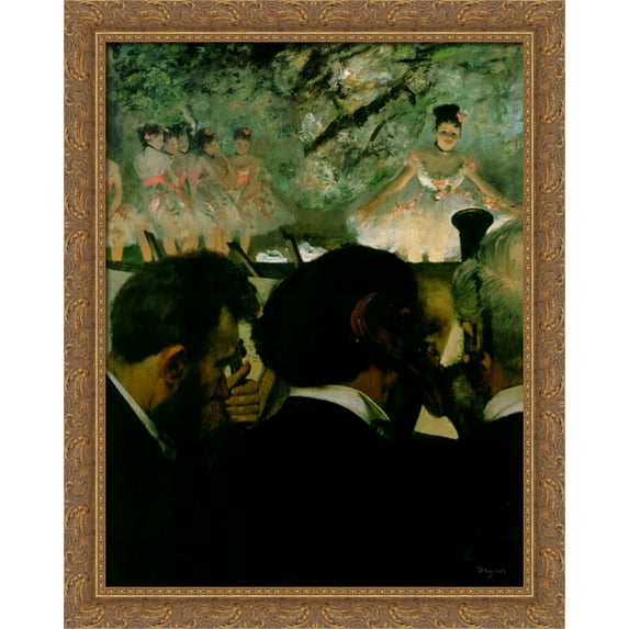 Orchestra Musicians 28x36 Large Gold Ornate Wood Framed Canvas Art by Edgar Degas