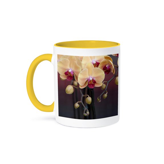 3drose, Orchid, 11oz Two-tone Yellow Mug