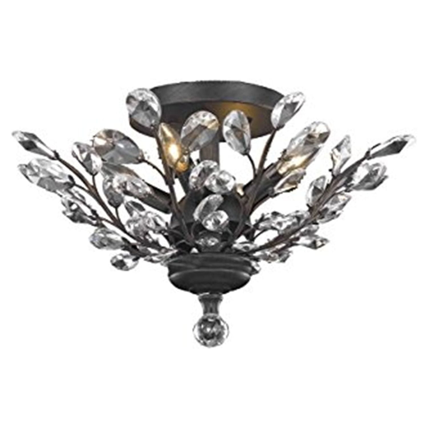 Orchid Dark Bronze Flush Mount with Clear Royal Cut Crystal