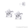 thumbnail image 1 of Orchid 5-Petal Flower Charm Stud Earrings in Oxidized .925 Sterling Silver, 1 of 1