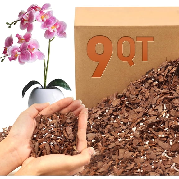Orchid Bark Potting Mix - 9QT Natural Orchid Potting Mix for Repotting, Blended with Small Pine Bark and Perlite to Provide Ideal Ventilation and Good Drainage for Orchids and Other Potted Plants