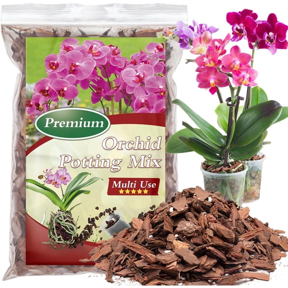 Orchid Bark Potting Mix,Premium Mixture of Pine and Perlite,Good Ventilation Water Retention for Repotting Orchids Growing Indoor Plants,1QT