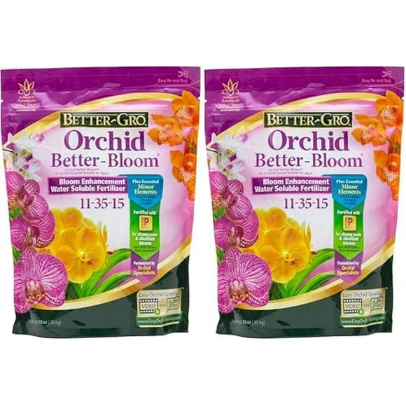Orchid Better-Bloom 11-35-15 - Urea-Free Fertilizer for Orchids, High-Content Phosphorus for Vibrant Blooms, Water Soluble, Ideal for Indoor House Plants - 16 oz Resealable Bag