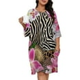 thumbnail image 1 of Orchid Blossoms Zebra Leopard Print Sleepshirts For Sleeping Travels Loose Sleepdress Pajama Dress Soft Nightdress Sleepwear, 1 of 7
