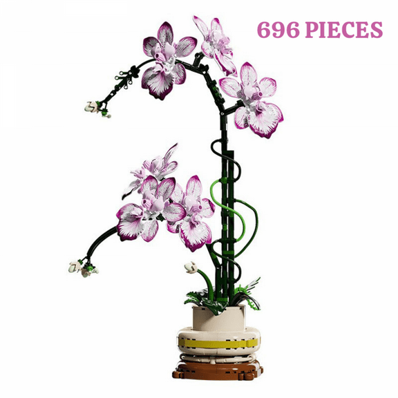 Orchid Building Block Sets for Adults Flowers Building Blocks, Arts and Crafts for Girls Home Kitchen Desk Decor & Gifts(Violet)