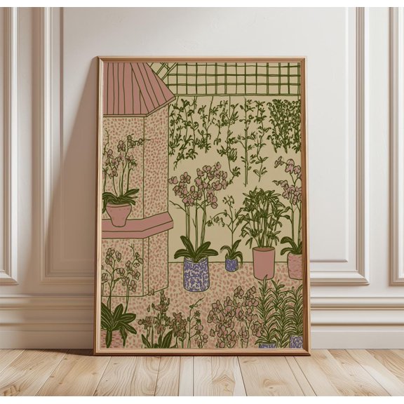 Orchid Conservatory Poster, Botanical Garden Print, Floral Wall Art, Poster Only