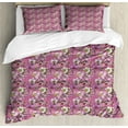 thumbnail image 1 of Orchid Duvet Cover Set, Feminine Floral Pattern with Abstract Colorful Romantic Flowers, Decorative 3 Piece Bedding Set with 2 Pillow Shams, Calking Size, Pale Fuchsia and Multicolor, by Ambesonne, 1 of 3