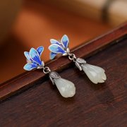 Orchid Earrings Drop Dangle Vintage Chinese Ethnic Style Jewelry for Women Floral Lucky Accessory for Hanfu Qipao Outfit