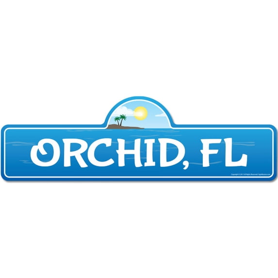 Orchid FL Florida Beach Street Sign | Indoor/Outdoor | Surfer Ocean Lover Décor For Beach House Garages Living Rooms Bedroom | Signmission Personalized Gift