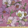 thumbnail image 1 of Ambesonne Orchid Fabric by the Yard Upholstery, Feminine Floral Motif, 2 Yards, Pale Fuchsia and Multicolor, 1 of 4