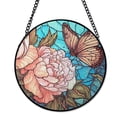 thumbnail image 1 of Orchid Farm Botanical Suncatcher Stained Glass Greenhouse Decor Gift, 1 of 7