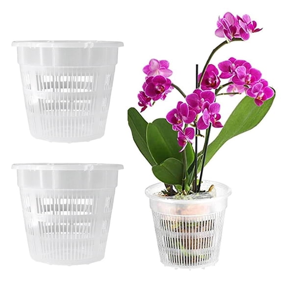Orchid Flower Pot Clear Orchid Pot with Drainage Holes Raised Bottom Breathable Slotted Plant Pot for Repotting Indoor Outdoor Use
