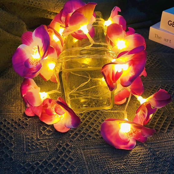 Orchid Flower String Lights, 9.8ft 20 LED Phalaenopsis Flower Fairy String Light ,Battery Operated Fairy Lights for Bedroom, Valentines Day, Holiday, Partry, Indoor,Birthday, Christmas Girls