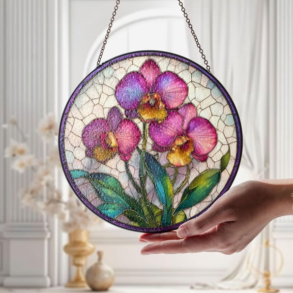 Orchid Flower Suncatcher, Floral Sun Catcher, Botanical Home Decor, Unique Gift for Nature Lovers, Flower Suncatcher