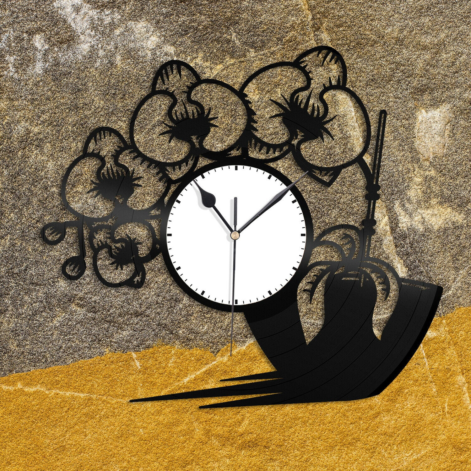 Orchid Flower Vinyl Wall Clock Unique Gift for Friends Home Room Office ...