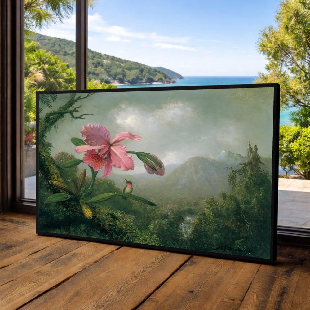 Orchid Hummingbird Tropical Heritage Statement Botanical Floral Poster ...