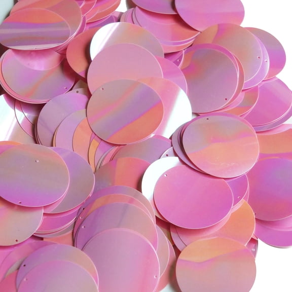 Orchid Pink Sequins 30mm Top Hole Opaque Rainbow Iris Made in USA
