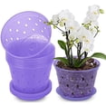 thumbnail image 1 of Orchid Pot, 6.7 Inch 8 Pack Orchid Pots with Holes and Saucers,Plastic Orchid Planter - Purple Amethyst, 1 of 9