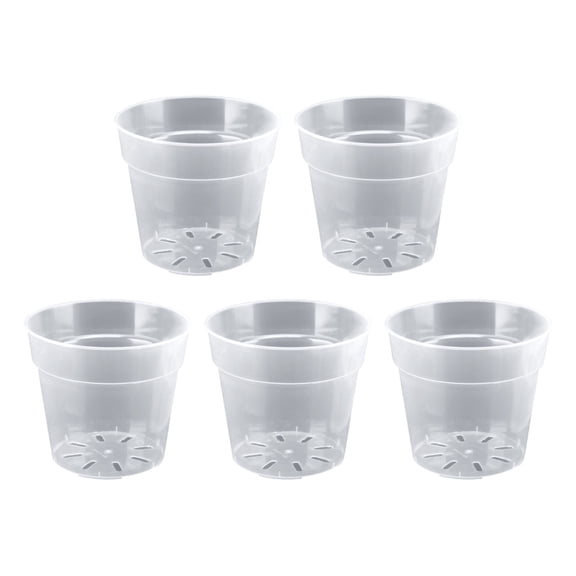 Orchid Pots with Holes 5 Pack, Clear Pots with Drainage for Repotting, Breathable Slotted Nursery Planters for Indoor Outdoor Orchids, Healthy Root Growth Design 6"