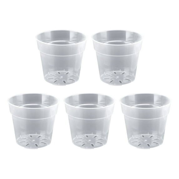 Orchid Pots with Holes 5 Pack, Clear Pots with Drainage for Repotting, Breathable Slotted Nursery Planters for Indoor Outdoor Orchids, Healthy Root Growth Design 7"