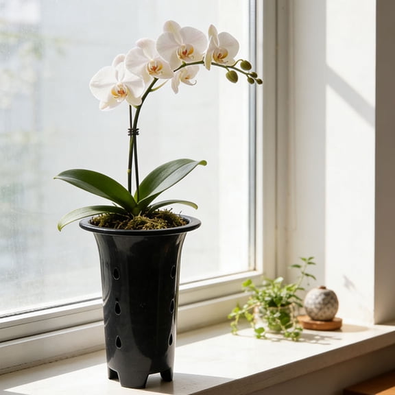 Orchid Pots with Side Drainage Holes 7.4 Inch Lightweight Breathable Planters for Phalaenopsis Orchids and Indoor Plants