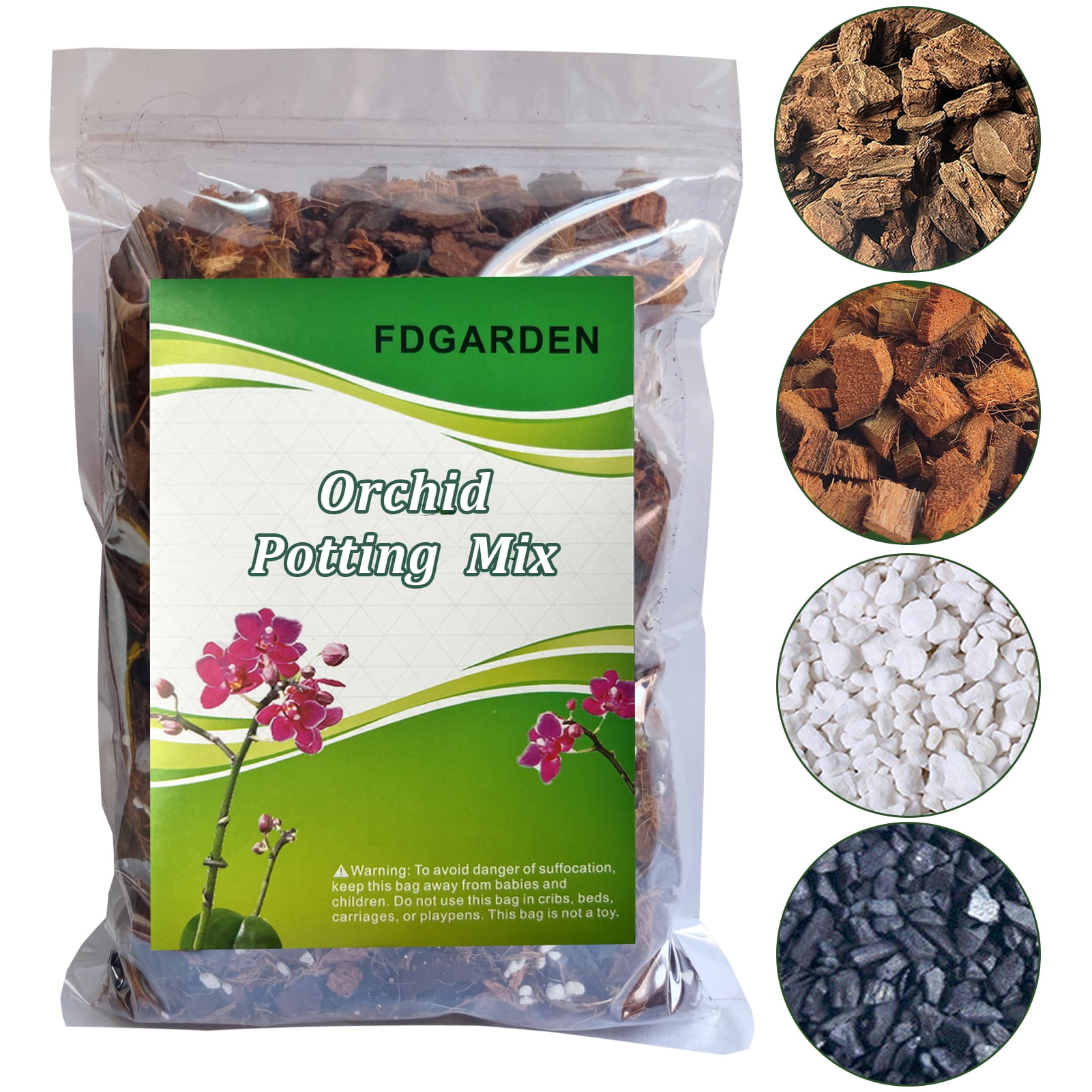 Orchid Potting Mix 2 qt Soil with Bark, Coconut Husk, Perlite