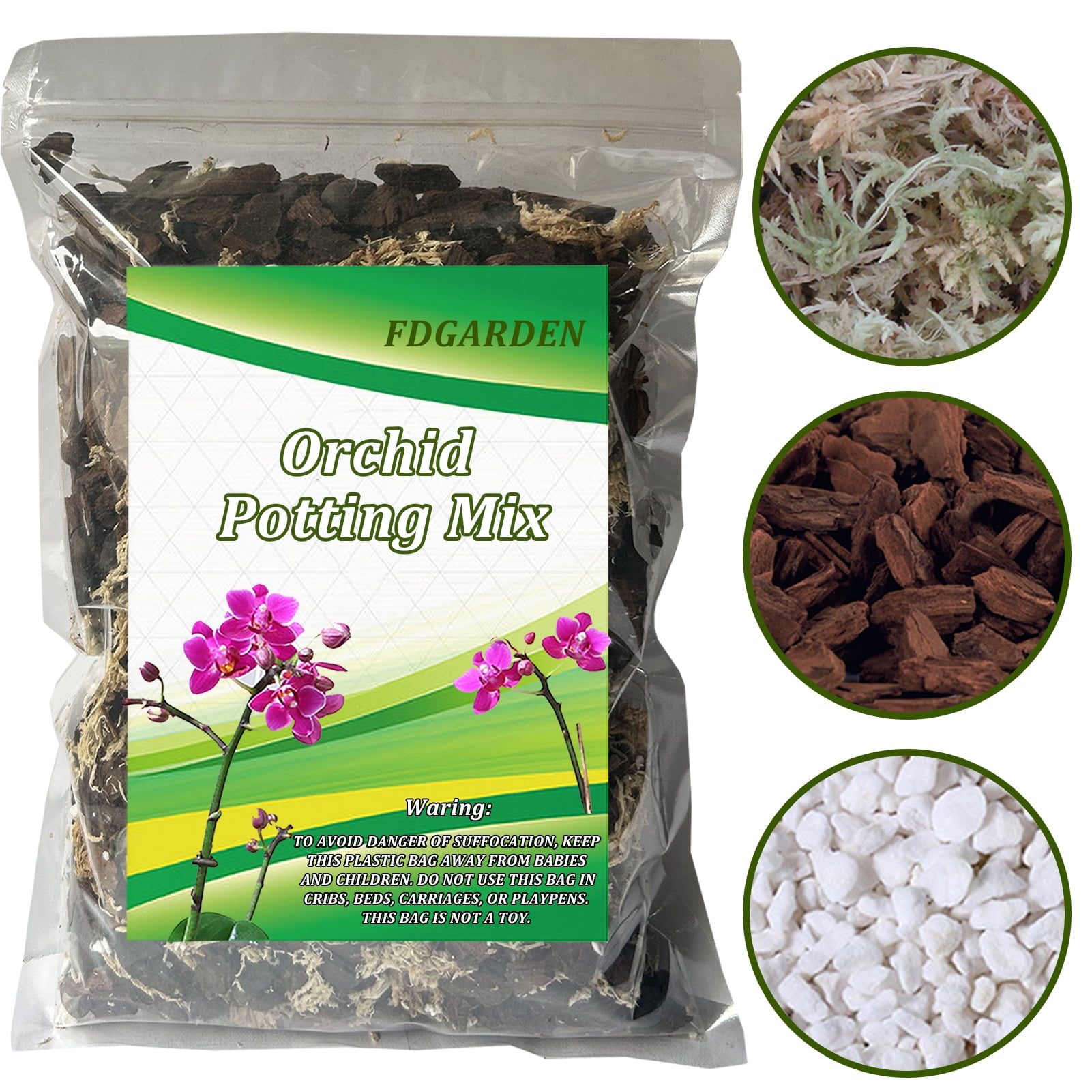 Orchid Potting Mix Indoor Gardening Soil with Sphagnum Moss, Pine Bark
