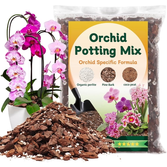 Orchid Potting Mix,Premium Orchid Bark Potting Mix for Repotting Blend with Pine Bark,Perlite,Coco Peat, Natural Ingredients for Indoor Potted Plant, Well Drainage and Ventilation 1QT
