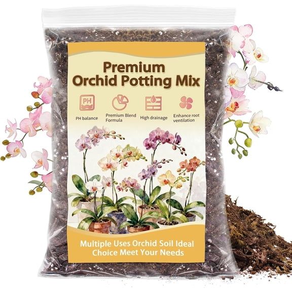Orchid Potting Mix, Premium Orchid Soil for Repotting with Natural Pine Bark, Perlite, Coco Peat and Moss, Well-Draining Orchid Mix for Indoor Plant, Orchid, Succulents - 1QT