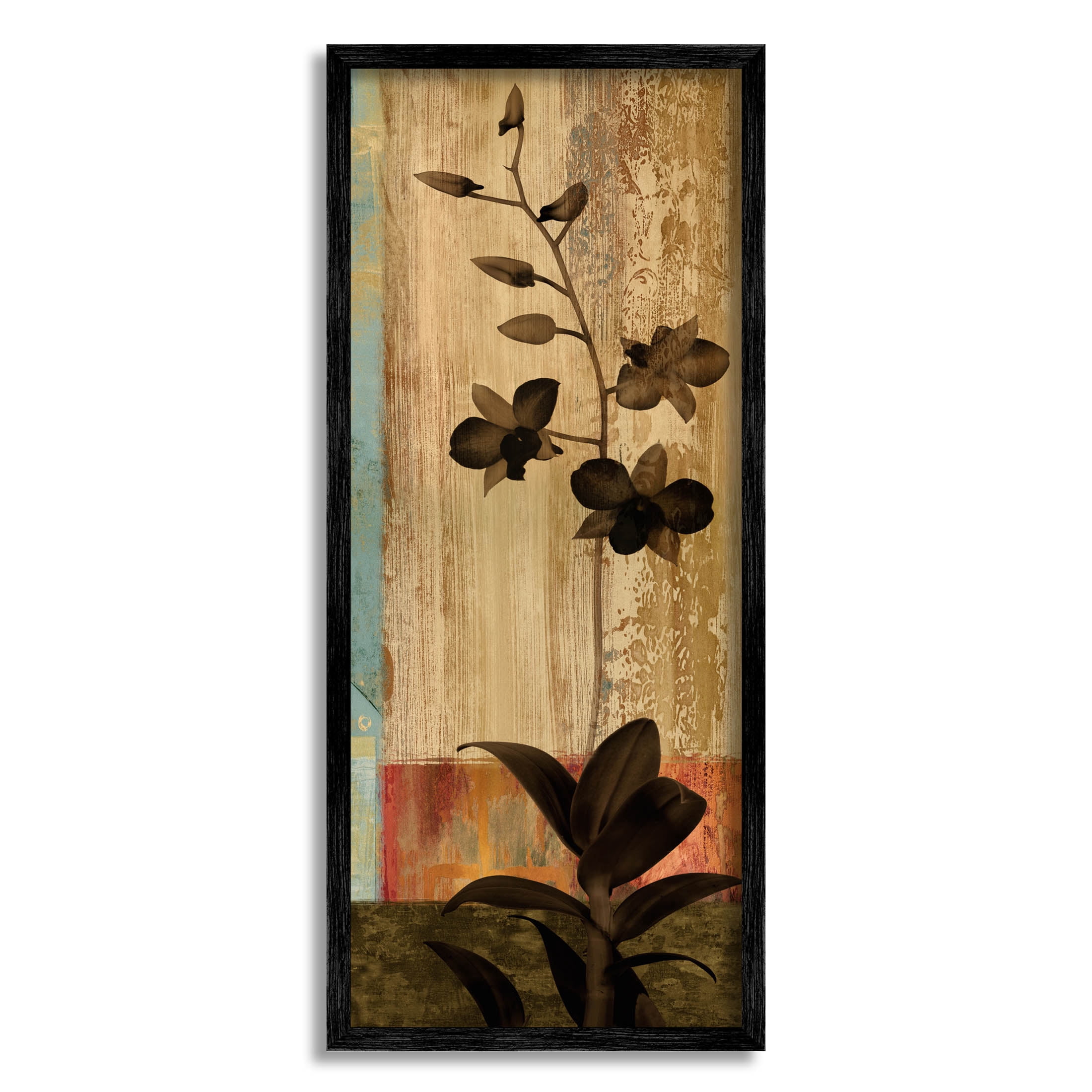 Orchid Silhouette Modern Linear Shapes Botanical & Floral Graphic Art Black Framed Art Print Wall Art