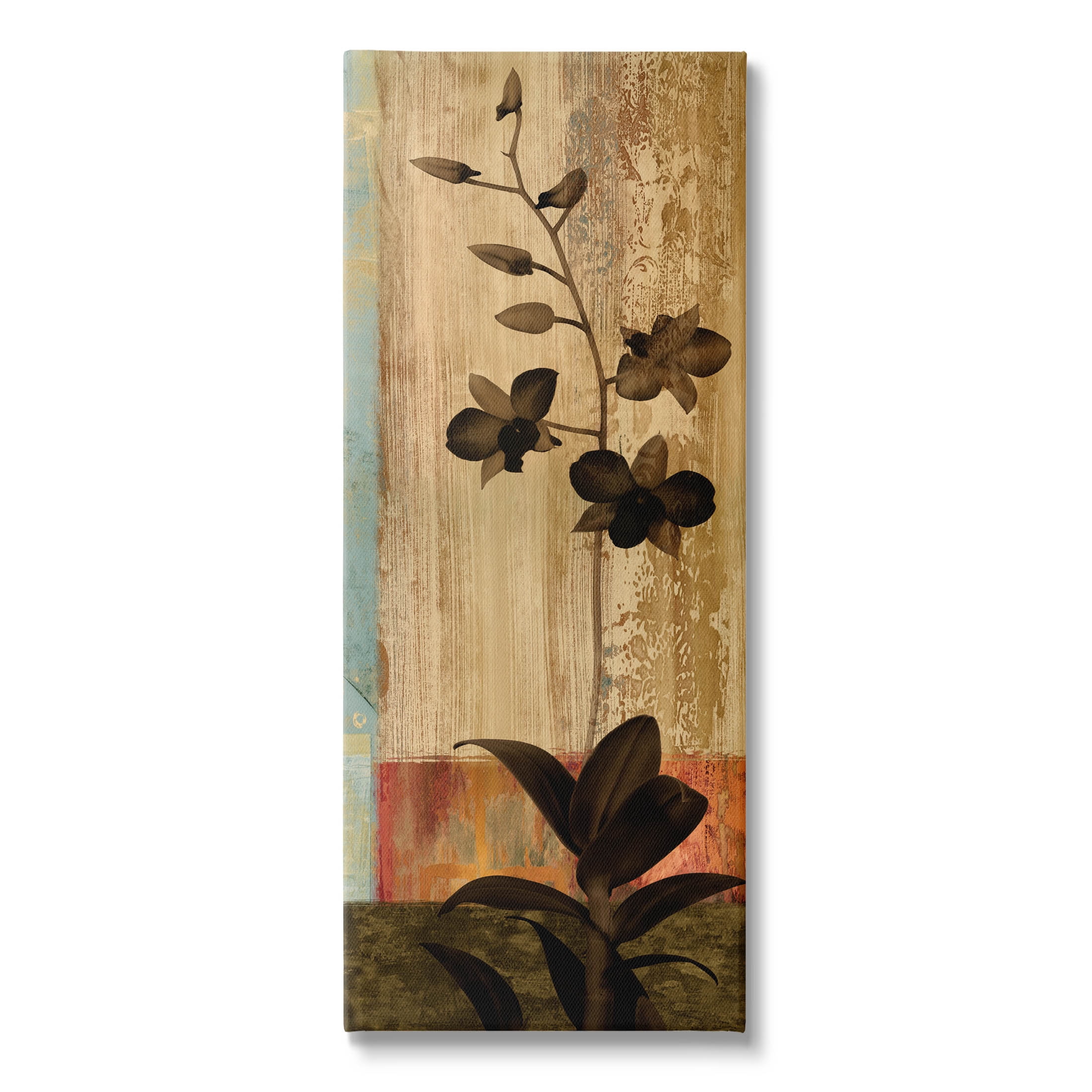 Orchid Silhouette Modern Linear Shapes Botanical & Floral Graphic Art Gallery Wrapped Canvas Print Wall Art