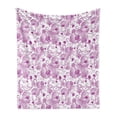 thumbnail image 1 of Orchid Soft Flannel Fleece Throw Blanket, Ornate Flower Blooms with Curly Leaves Petals Spring Inspired Exotic, Cozy Plush for Indoor and Outdoor Use, 60" x 80", Lilac Magenta White, by Ambesonne, 1 of 5