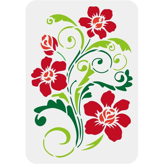 Orchid Stencil 11.7x8.3 inch Plastic Flowers Drawing Painting Stencils Orchid Blossoms Leaf Pattern Reusable Stencils for Painting on Wood Floor Wall and Tile colorful