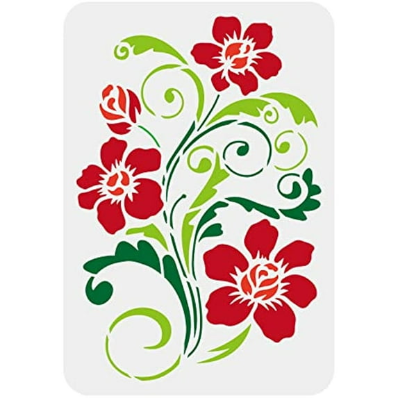 Orchid Stencil Plastic Flowers Drawing Painting Stencils Orchid Blossoms Leaf Pattern Reusable Stencils for Painting on Wood Floor Wall and Tile