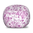 thumbnail image 1 of Orchid Storage Toy Bag Chair, Ornate Flower Blooms with Curly Leaves Petals Spring Inspired Exotic, Stuffed Animal Organizer Washable Bag, Large Size, Lilac Magenta White, by Ambesonne, 1 of 3