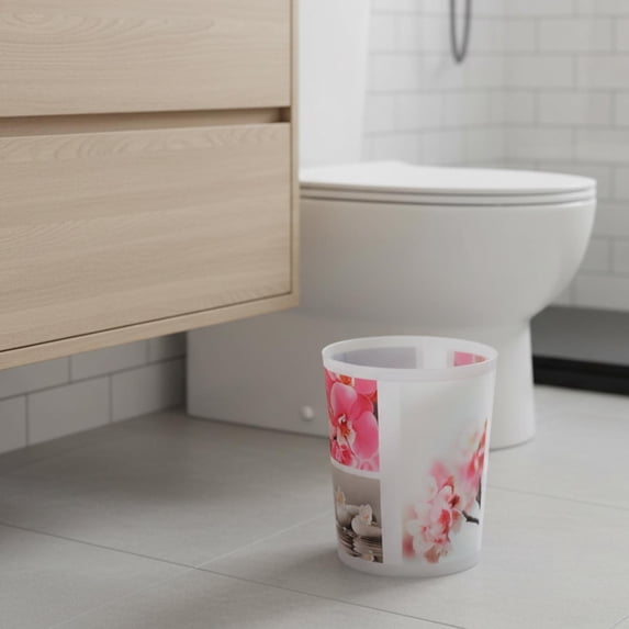 Evideco French Home Goods Orchid 1.2 gal Orchid Chic American Traditional Removable Lid Bathroom Polypropylene Wastebaskets, Pink