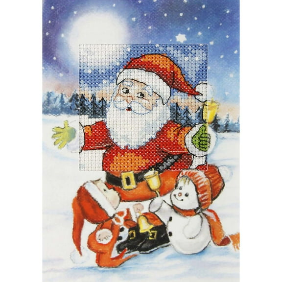 Orchidea Santa Greeting Card Counted Cross-Stitch Kit
