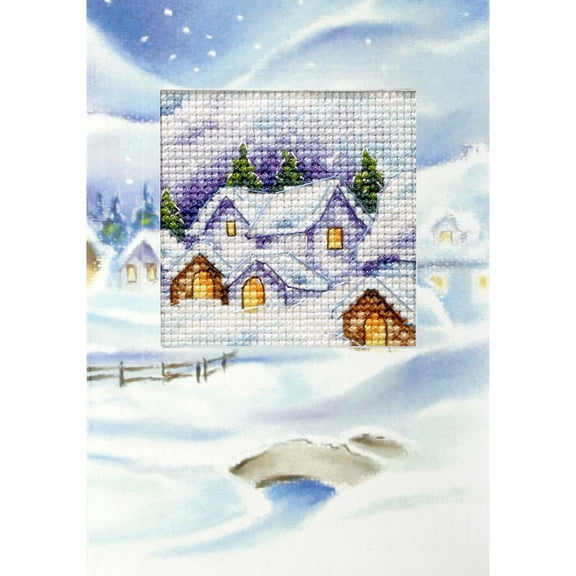 Orchidea Snowy House Card Counted Cross-Stitch Kit