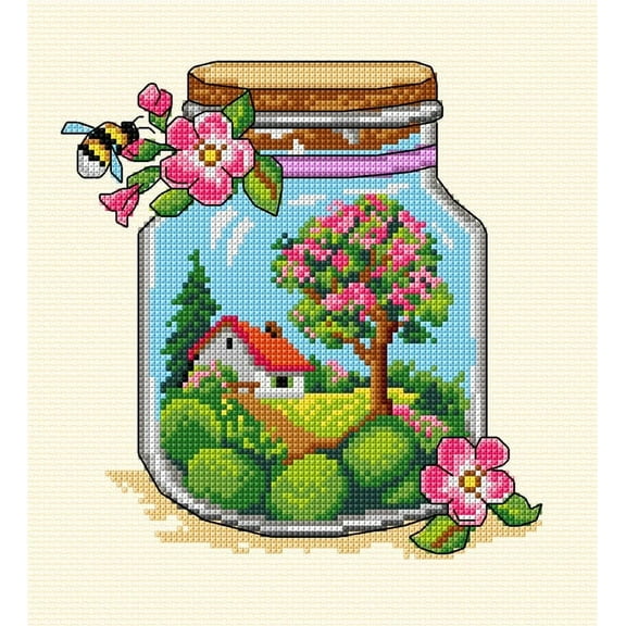 Orchidea Spring Jar Counted Cross-Stitch Kit