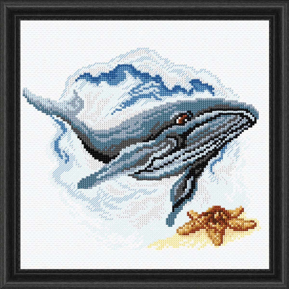 Orchidea Whale Watercolor Style Counted Cross-Stitch Kit