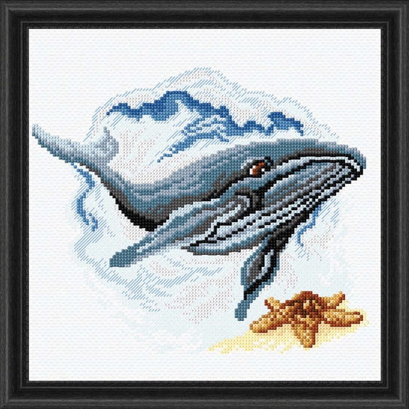 Orchidea Whale Watercolor Style Counted Cross-Stitch Kit