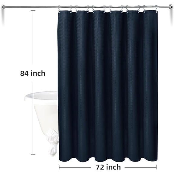 Orchidleaf 3 in 1 Waterproof Waffle Weave Shower Curtain and Clear Liner Set with 12 Stainless Steel Hooks Double Sided for Bathroom 72x84Inches Polyester Fabric Shower Curtains
