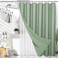 thumbnail image 1 of Orchidleaf 3 in 1 Waterproof Waffle Weave Shower Curtain and Clear Liner Set with 12 Stainless Steel Hooks Double Sided for Bathroom 72x84Inches Polyester Fabric Shower Curtains, 1 of 6