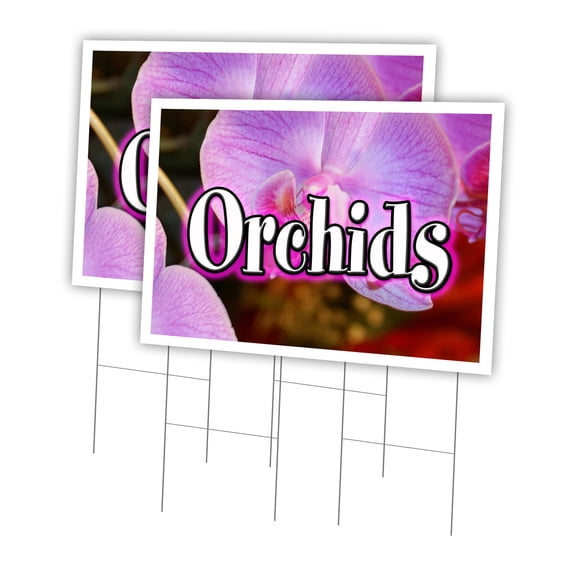 Orchids 2 Pack Of 24" x 36" Yard Sign & Stake | Advertise Your Business | Stake Included Image On Front Only | Made in The USA