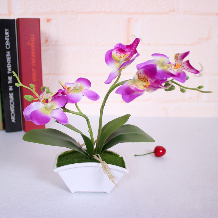 Orchids Artificial Flower Ornaments Real Touch With Leaves Decorations