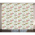 thumbnail image 1 of Ambesonne Orchids Curtains 2 Panel Set, Exotic Flamingo Foliage Art, 108" x 63", Pale Blue Pink, 1 of 3