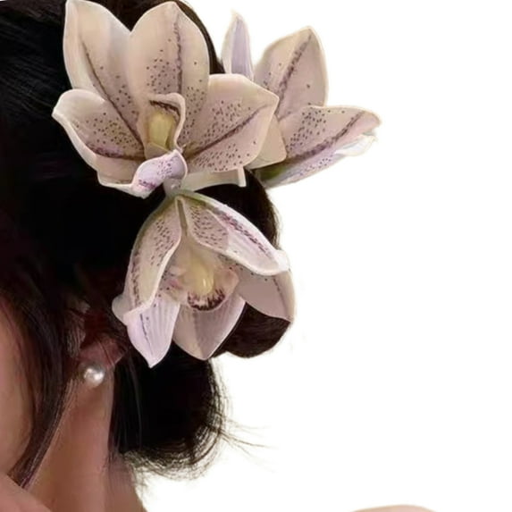 Orchids Flower Hair Clip for Lady Resin Alloy Flower Hair Claw Clip for Everyday Use and Various Occasion Party Supply
