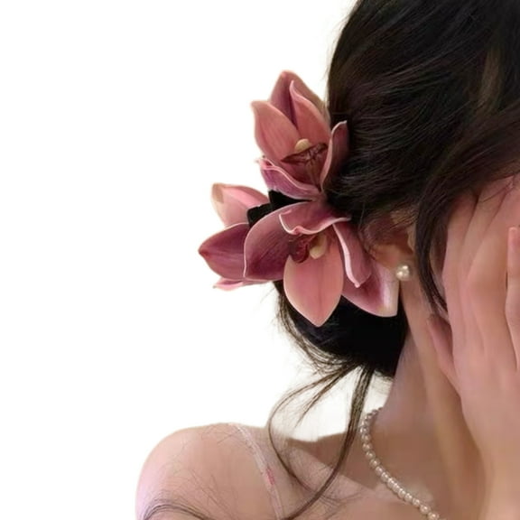 Orchids Flower Hair Clip for Lady Resin Alloy Flower Hair Claw Clip for Everyday Use and Various Occasion Party Supply