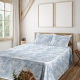 thumbnail image 1 of Ambesonne Orchids Fitted & Flat Sheet with Shams 4 Pcs Set, Line Drawn Flower Pattern, Queen, Off White Ceil Blue, 1 of 1